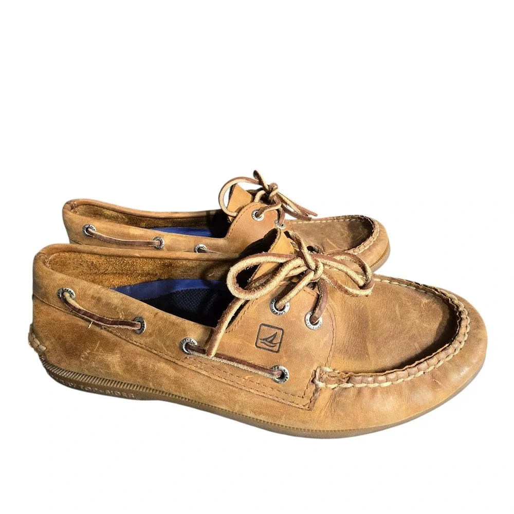 Sperry‎ Top-Sider Men's Leather Boat Shoes Tan Brown Classic Deck Casual Size 9